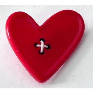Vintage 1989 Hallmark Valentines Day Red Heart Button Pin Brooch Plastic